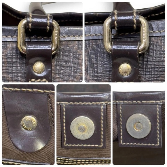 Gucci Vintage GG Supreme Tote Bag Shoulder Bag Brown PVC & Leather Large - Picture 2 of 13